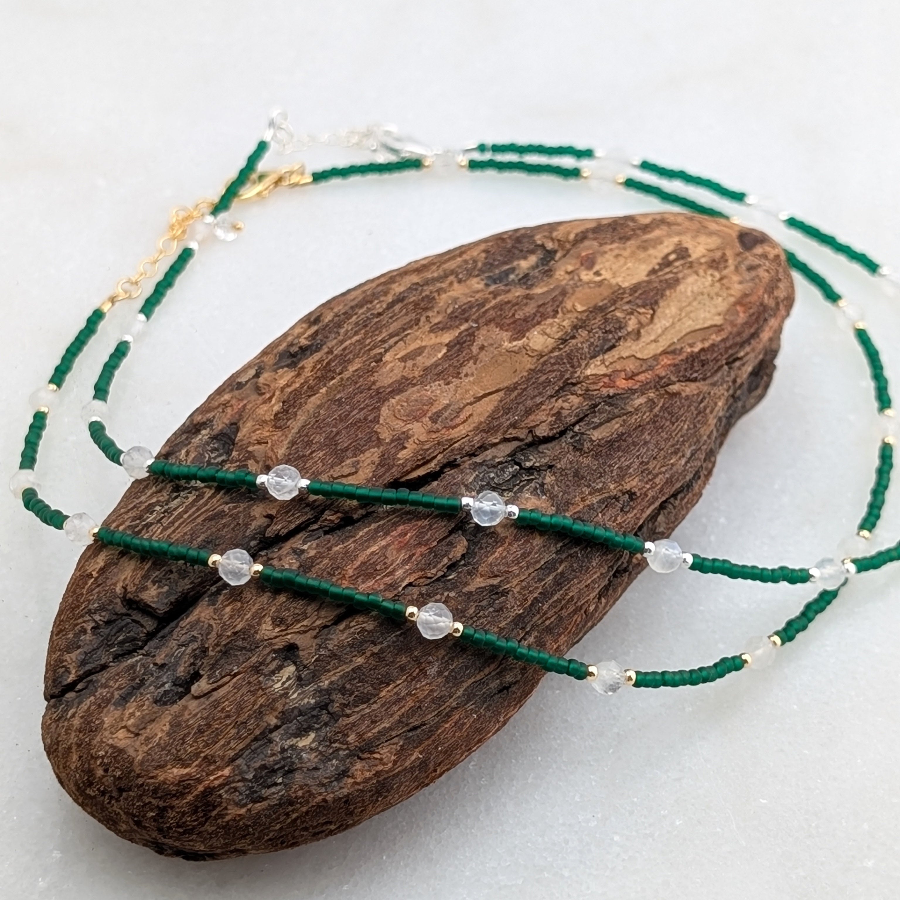 Moonstone Rich Emerald Necklace