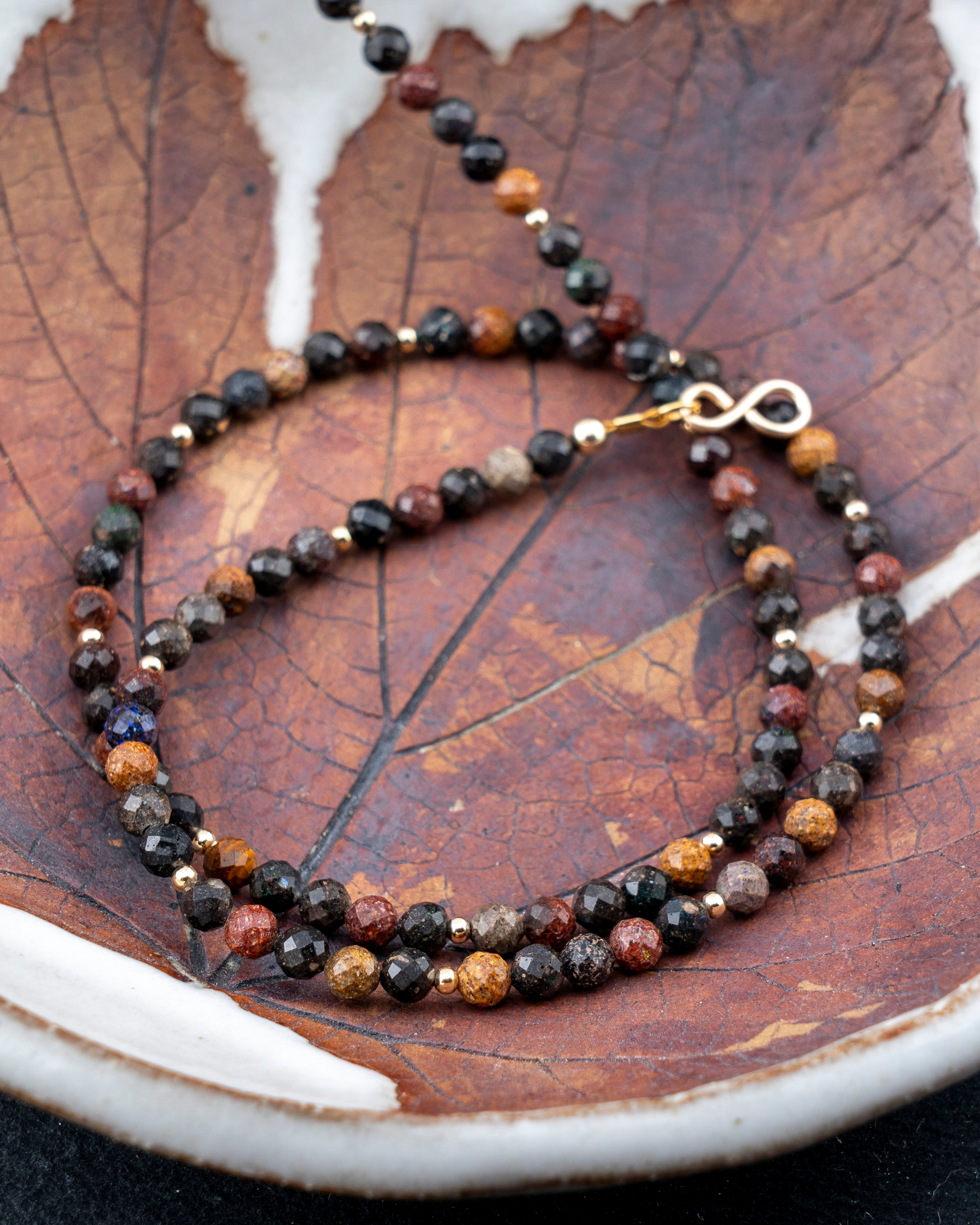 Fallen Leaves Black Opal Necklace