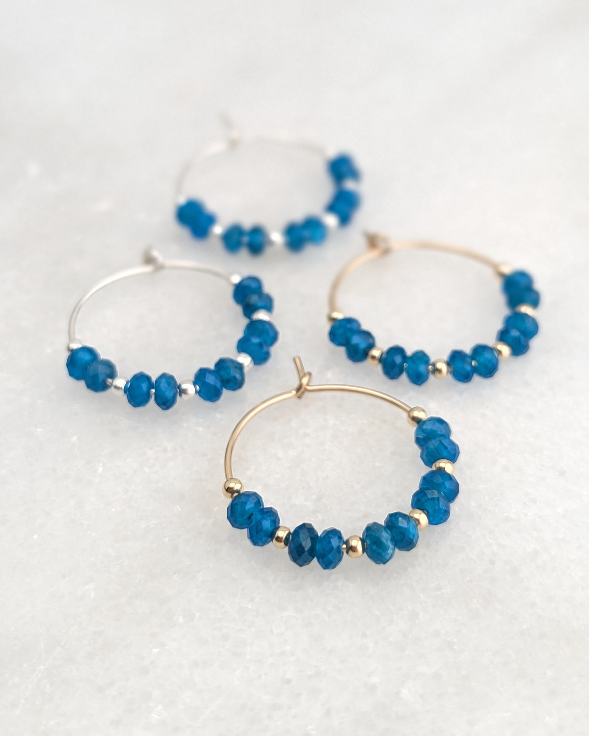 Blue Apatite Mini Hoops