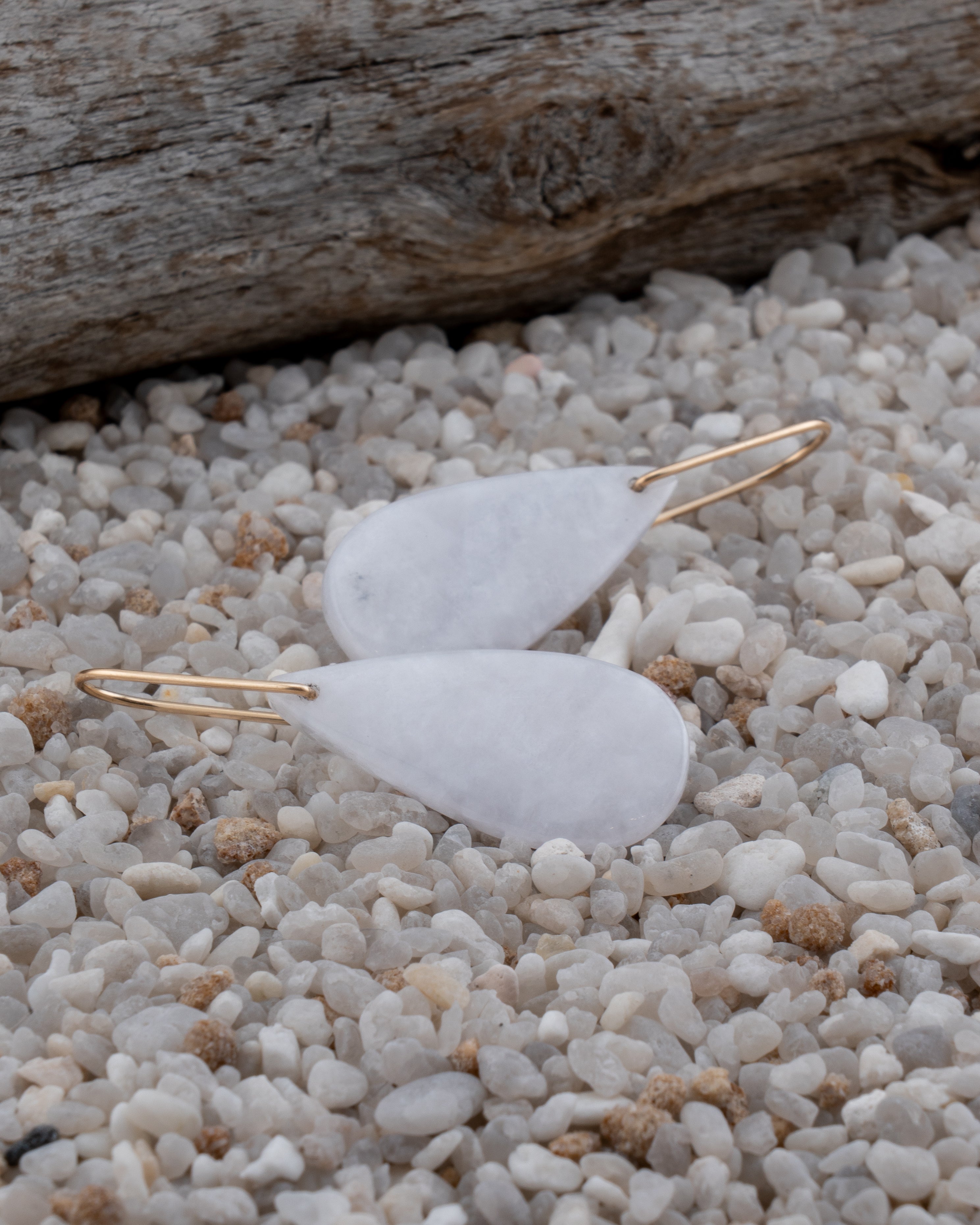 White Jade Teardrop Dangles