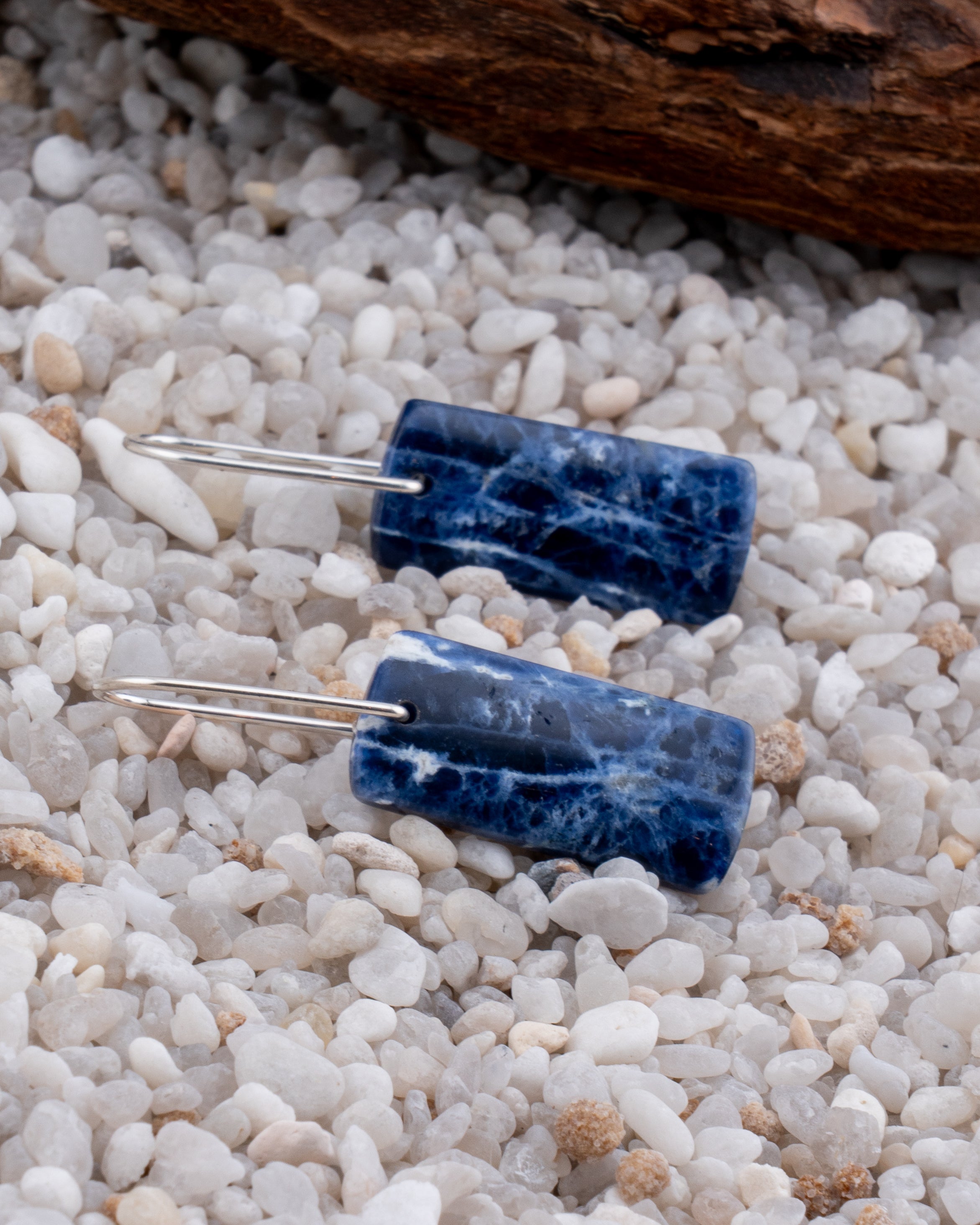 Blue Sodalite Dangles on Silver