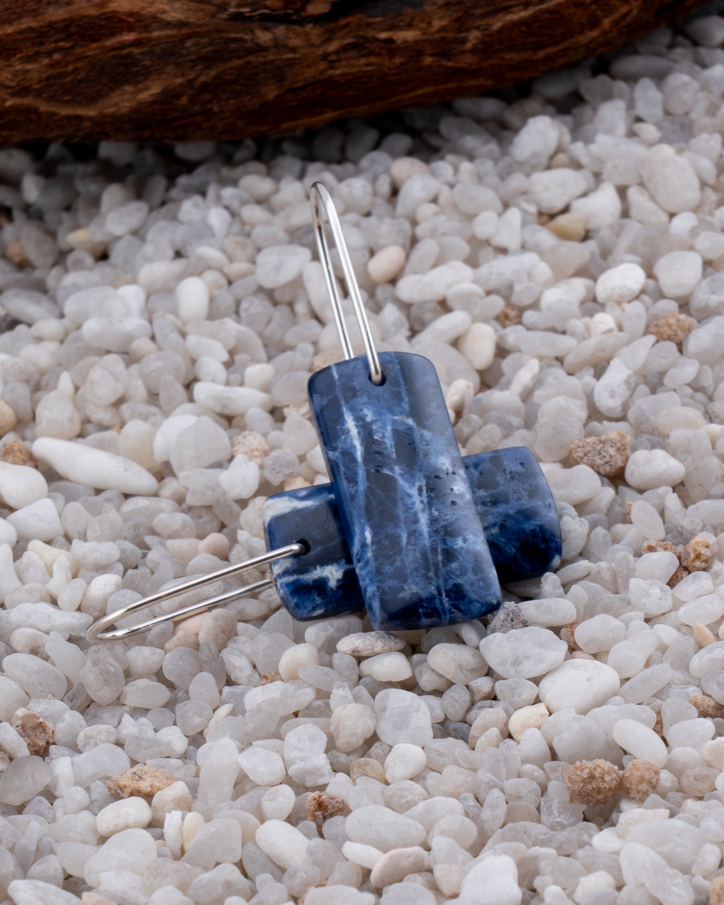 Blue Sodalite Dangles on Silver