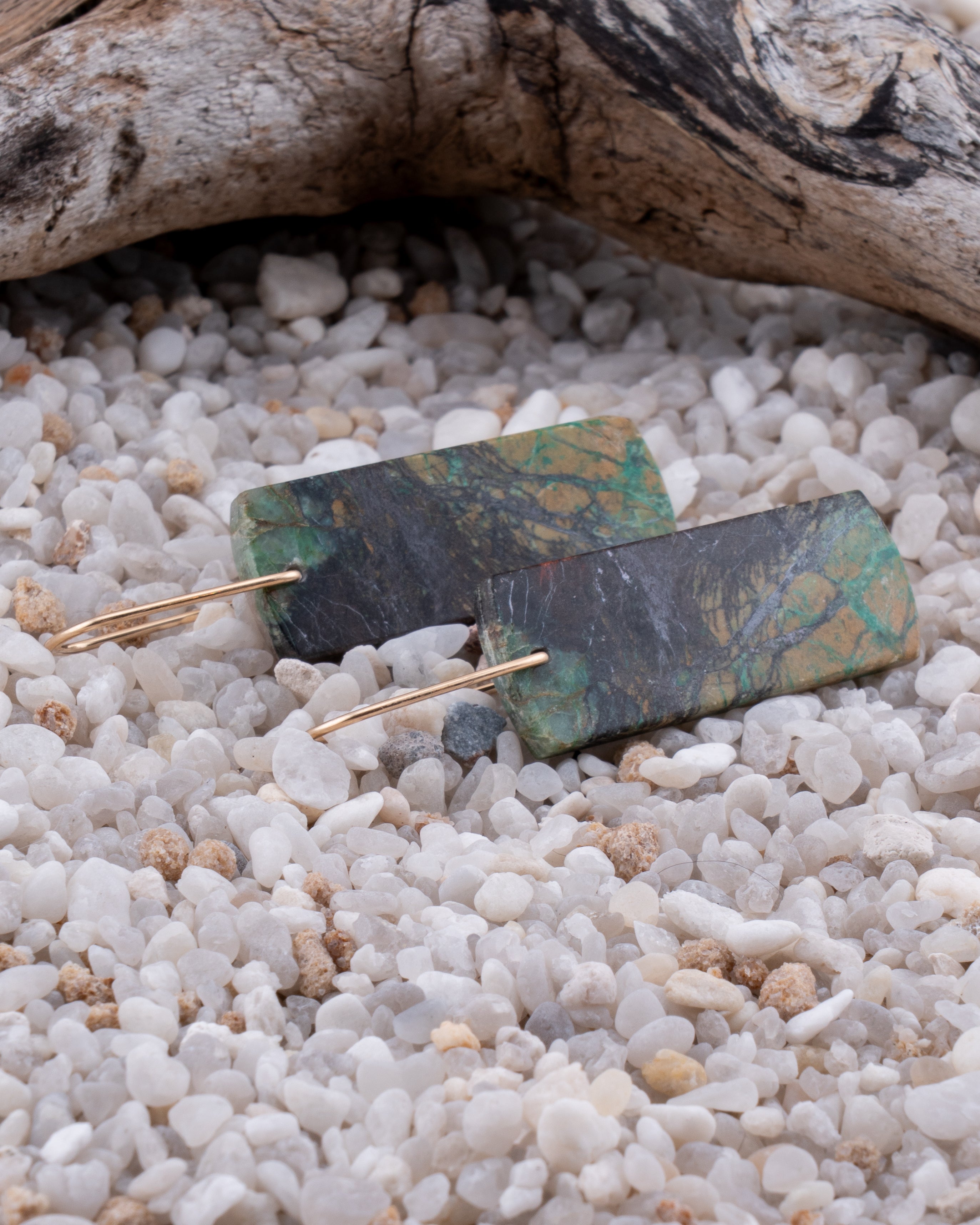 Chrysocolla in Copper Dangles