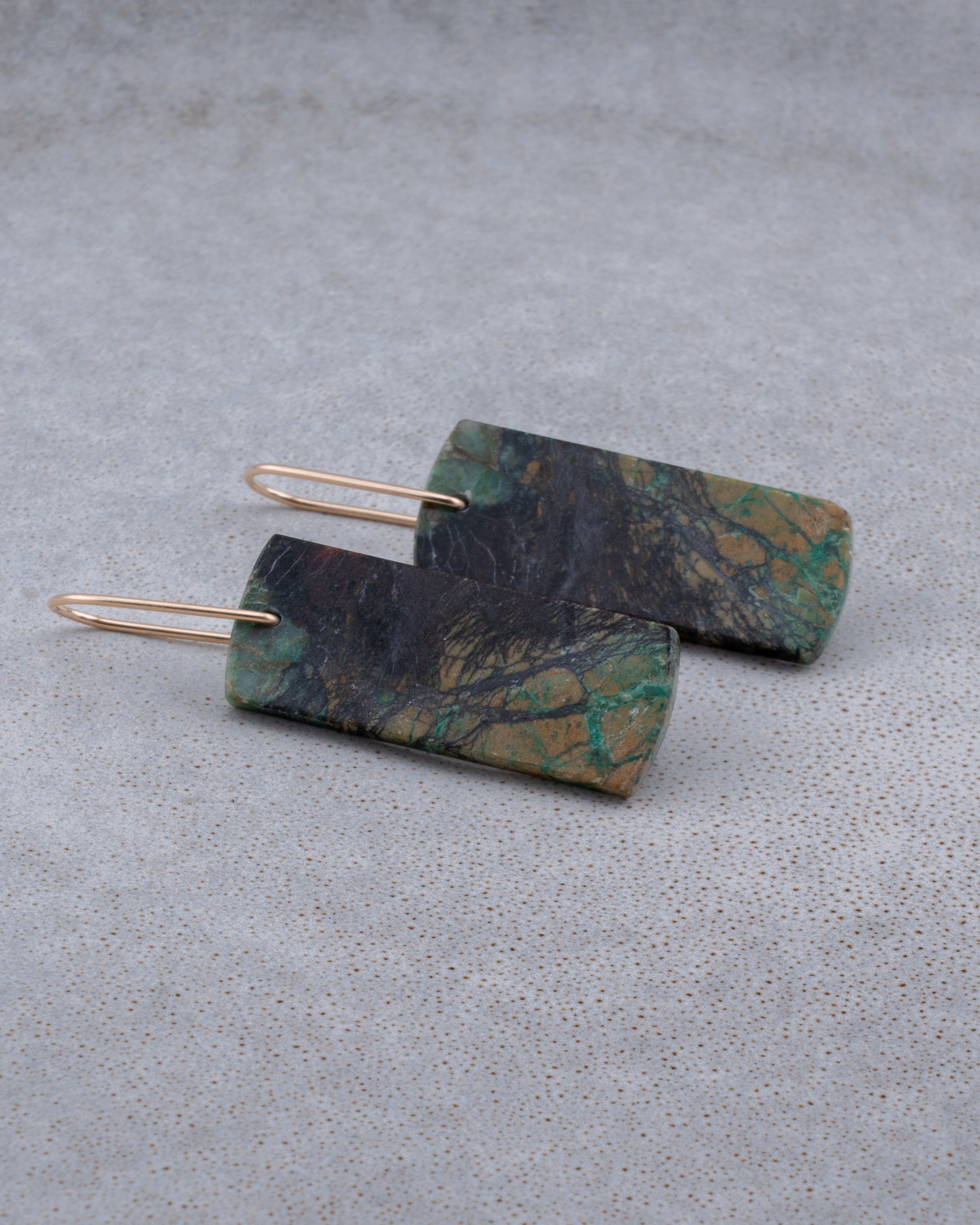 Chrysocolla in Copper Dangles