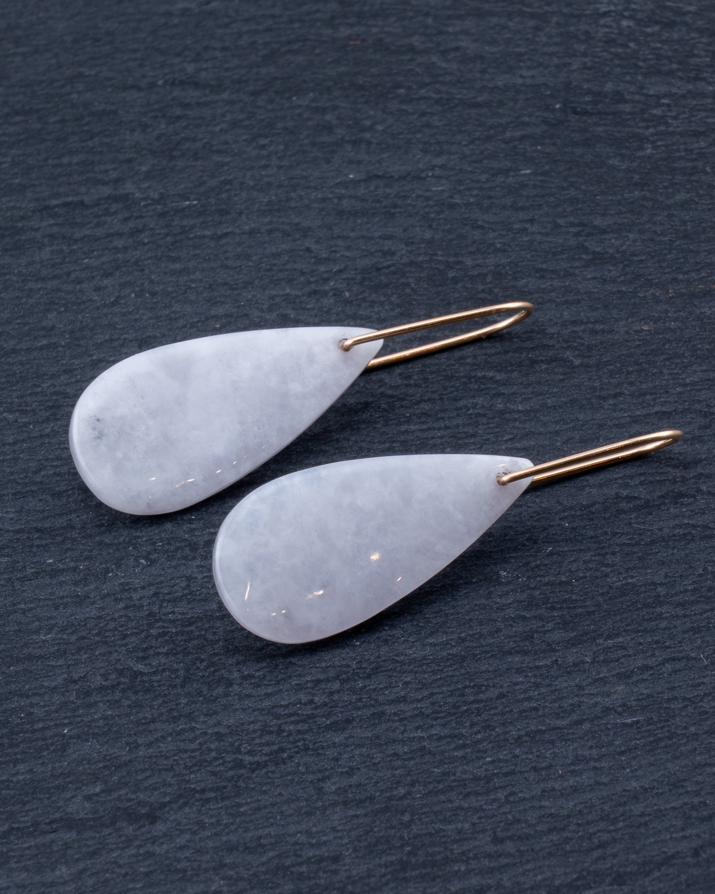 White Jade Teardrop Dangles