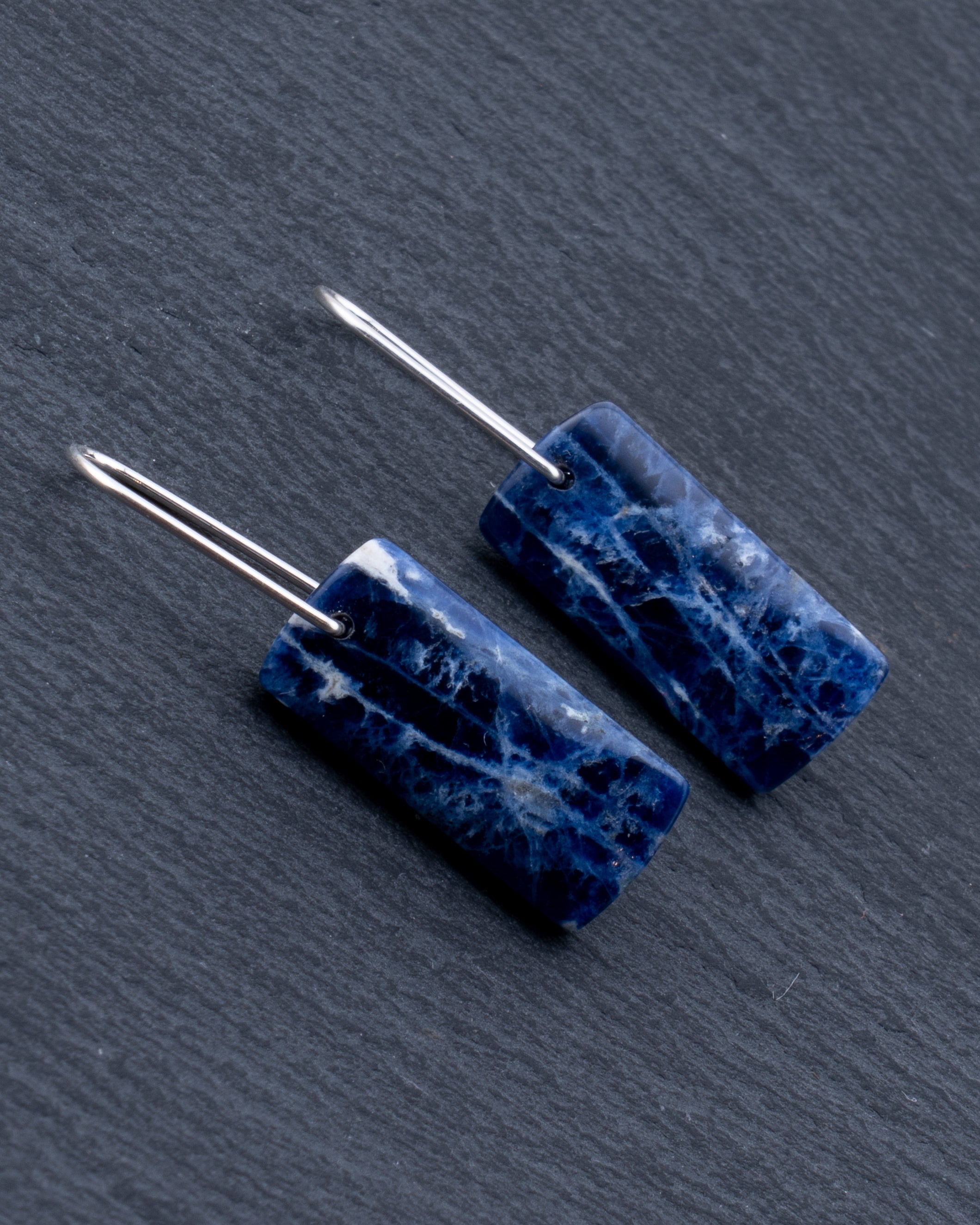Blue Sodalite Dangles on Silver
