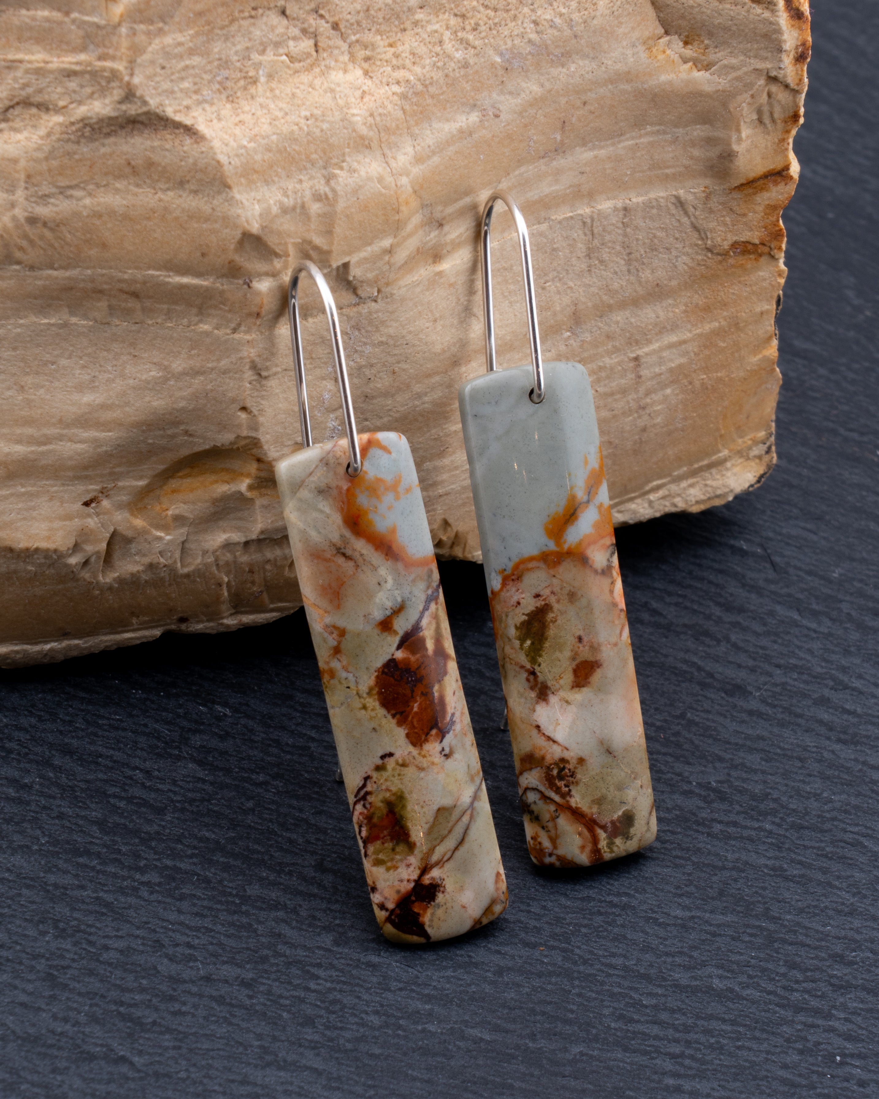 Owyhee Picture Jasper Blue Dangles