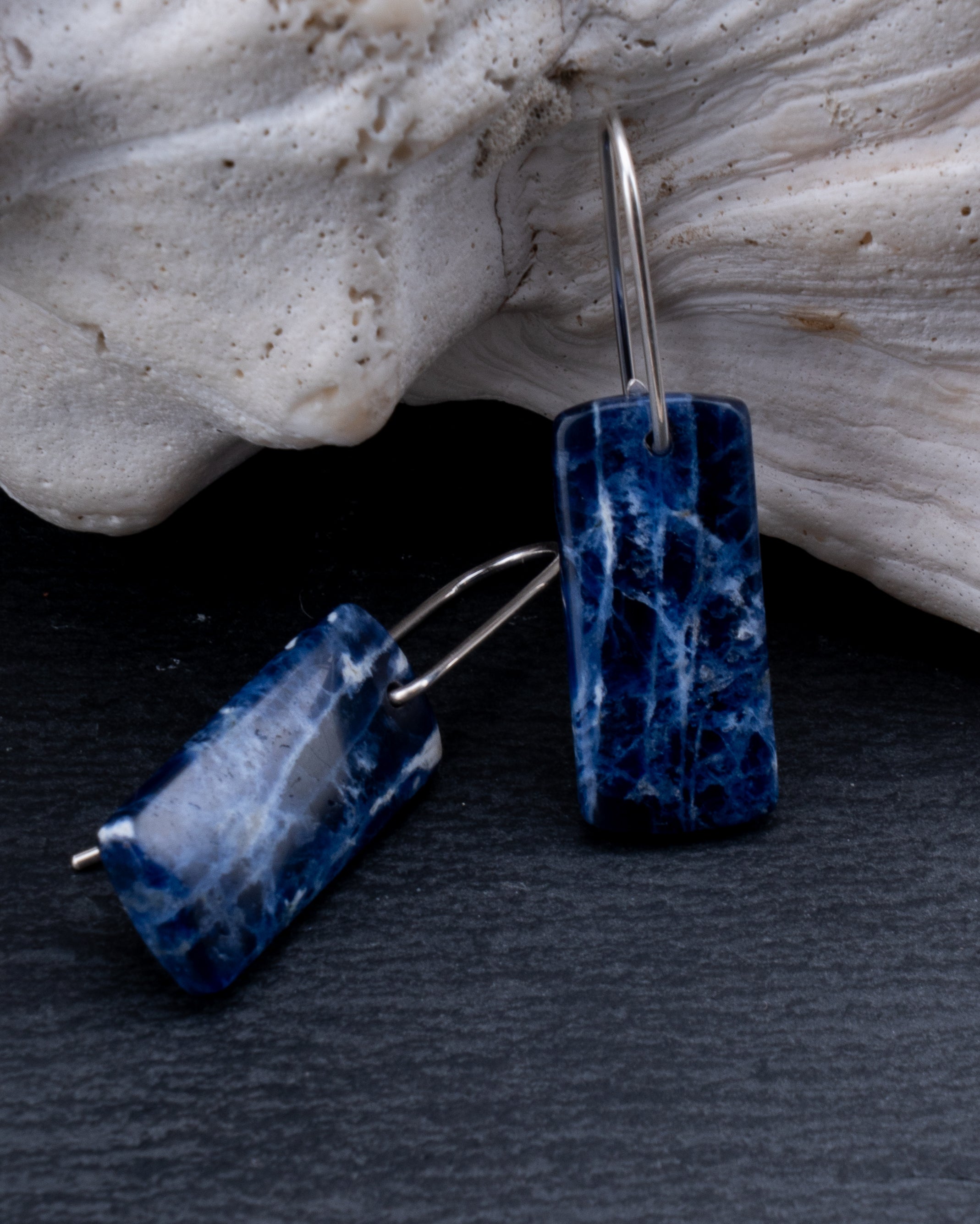 Blue Sodalite Dangles on Silver