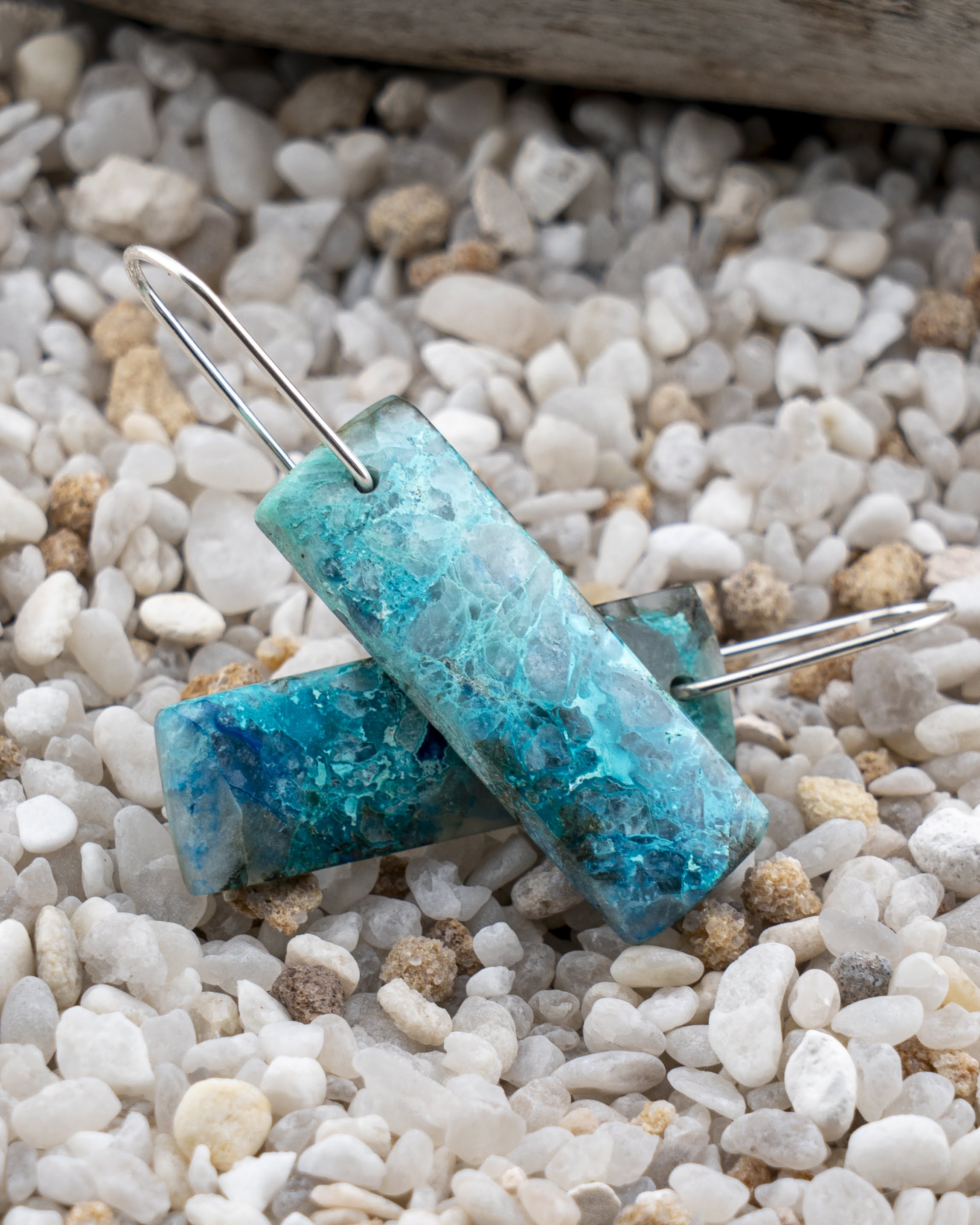 Chrysocolla in Quartz Rare Dangles