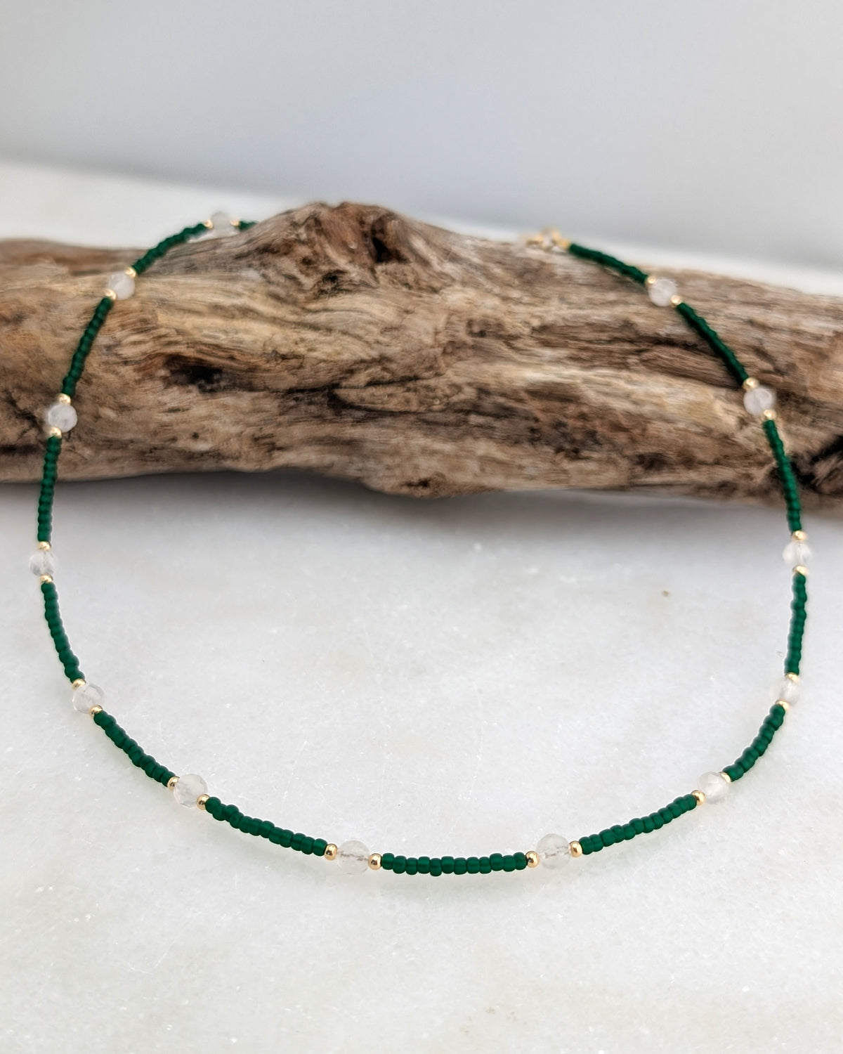 Moonstone Rich Emerald Necklace