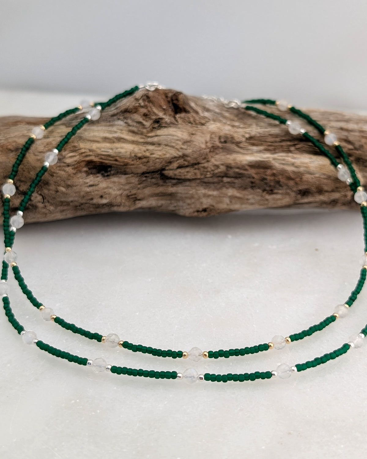 Moonstone Rich Emerald Necklace