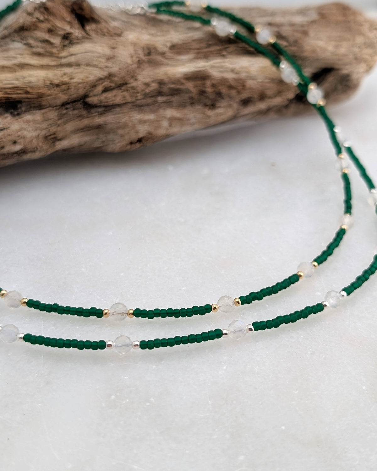 Moonstone Rich Emerald Necklace