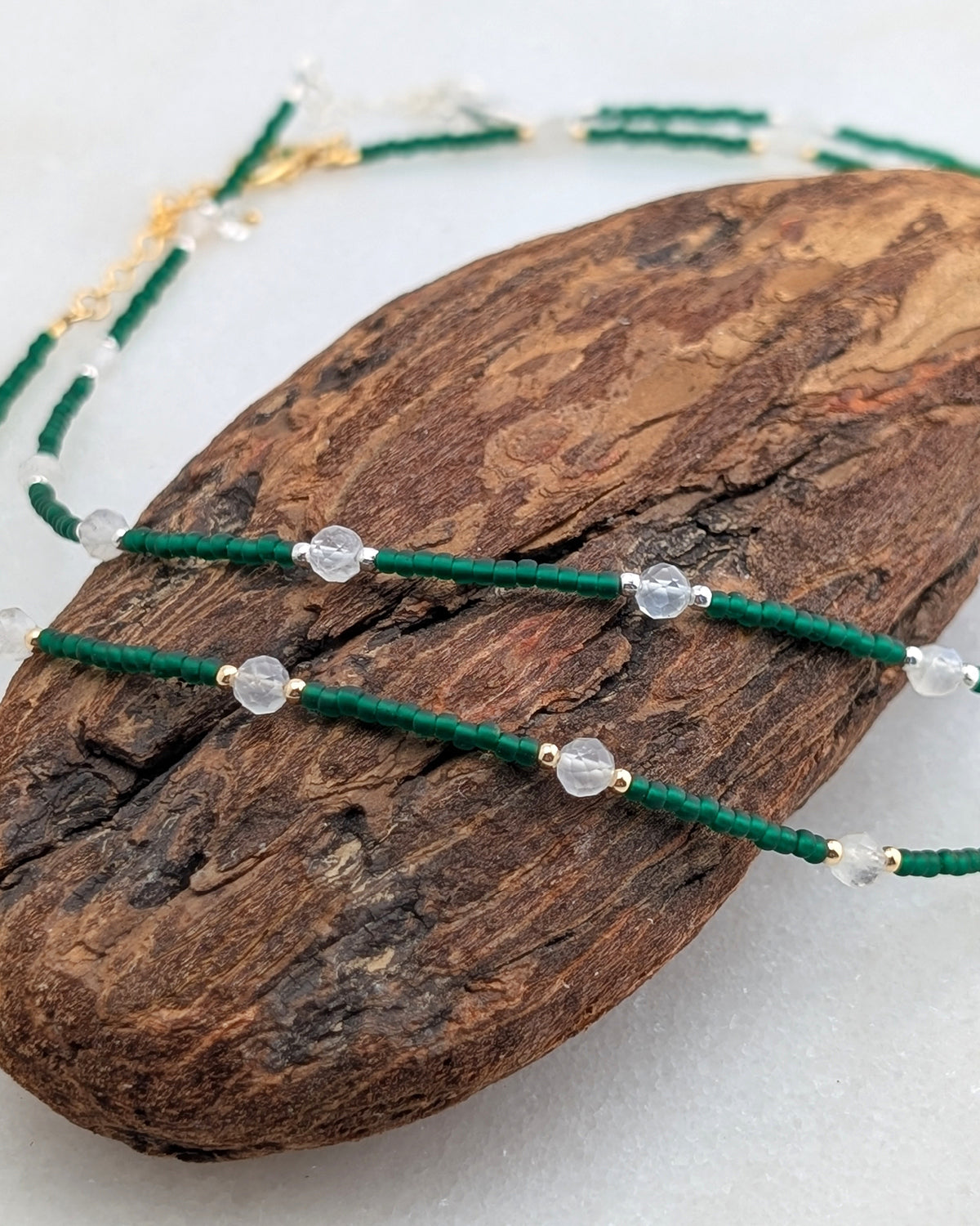 Moonstone Rich Emerald Necklace