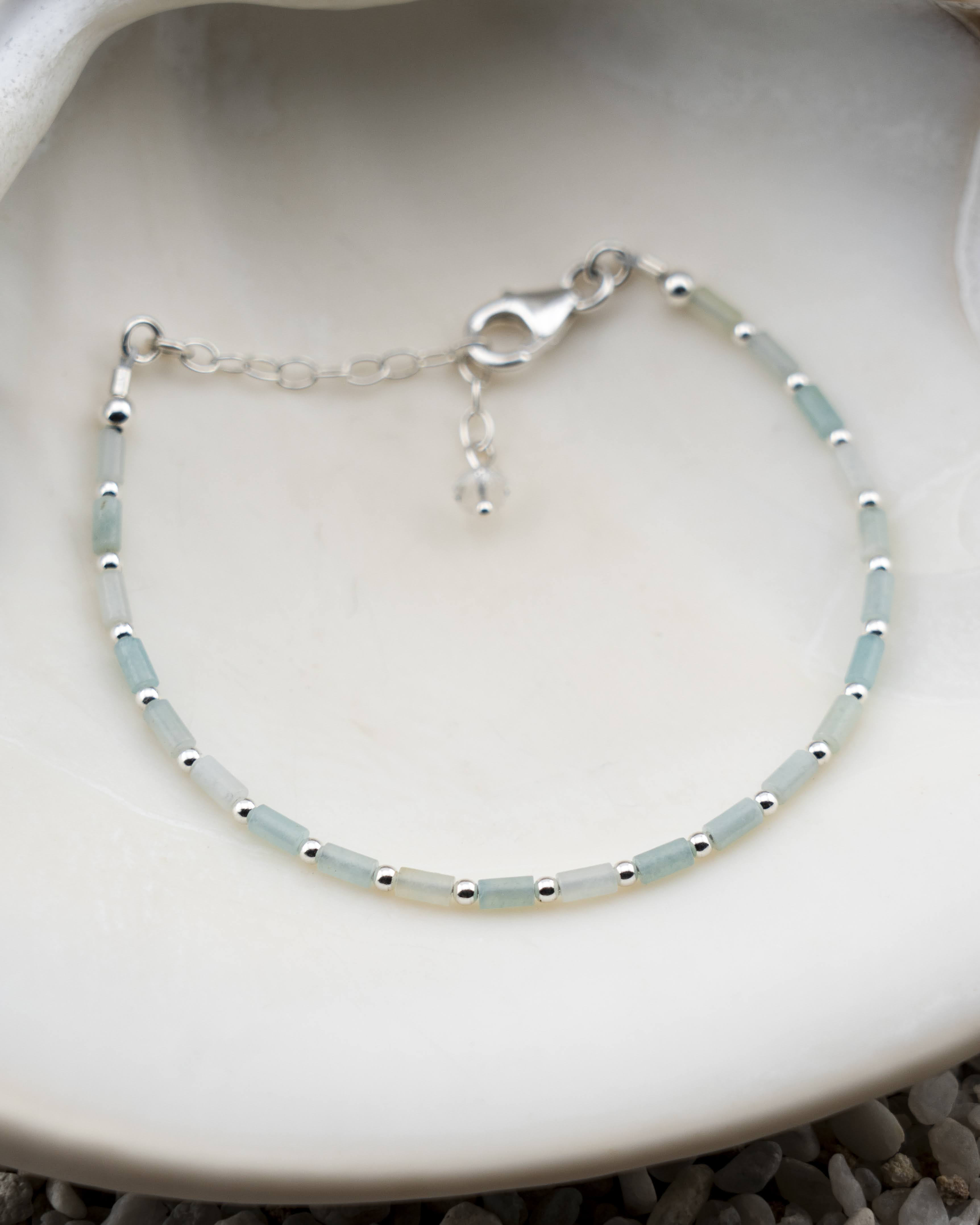 Amazonite Tube Luxe Bracelet Silver