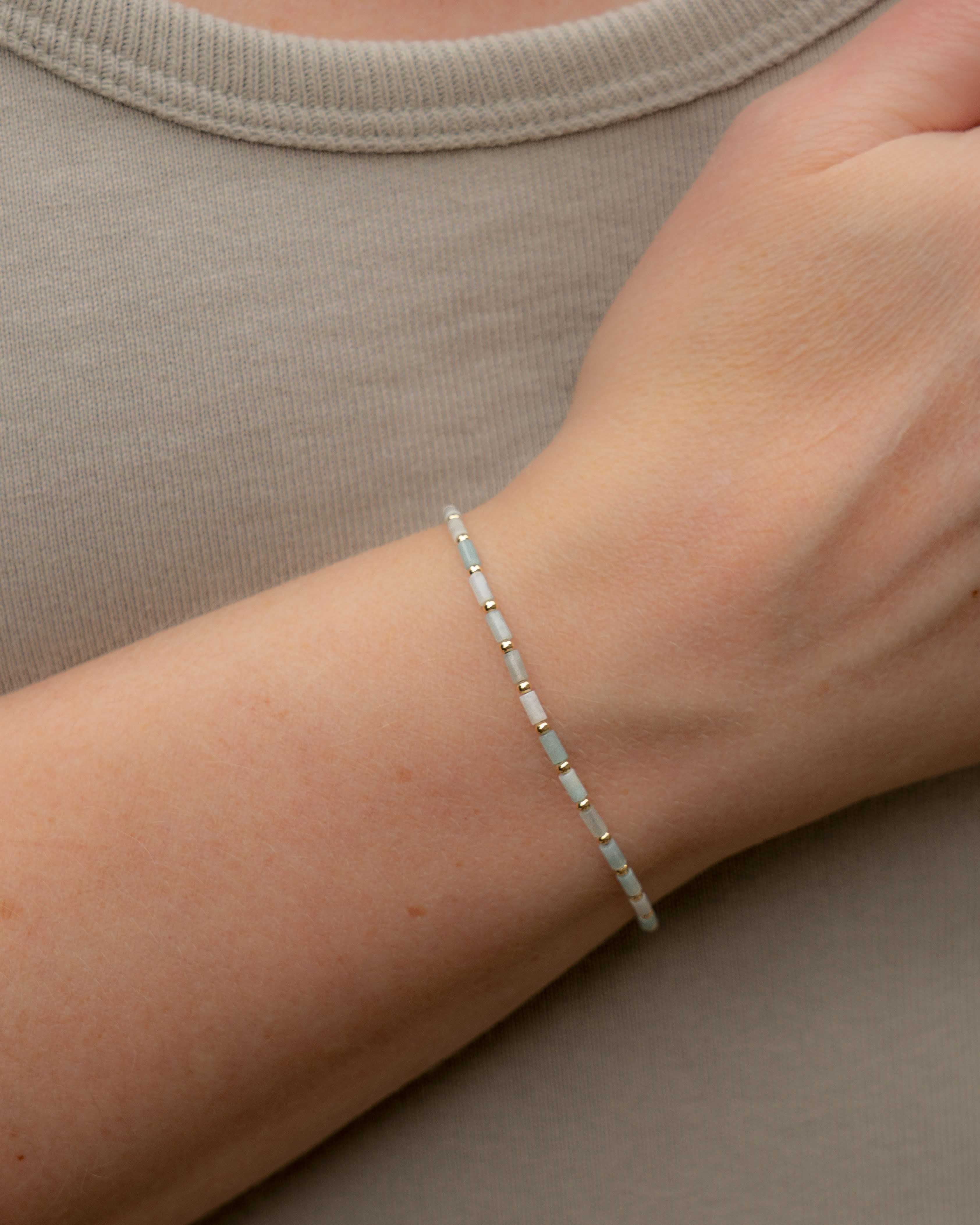 Amazonite Tube Luxe Bracelet Gold
