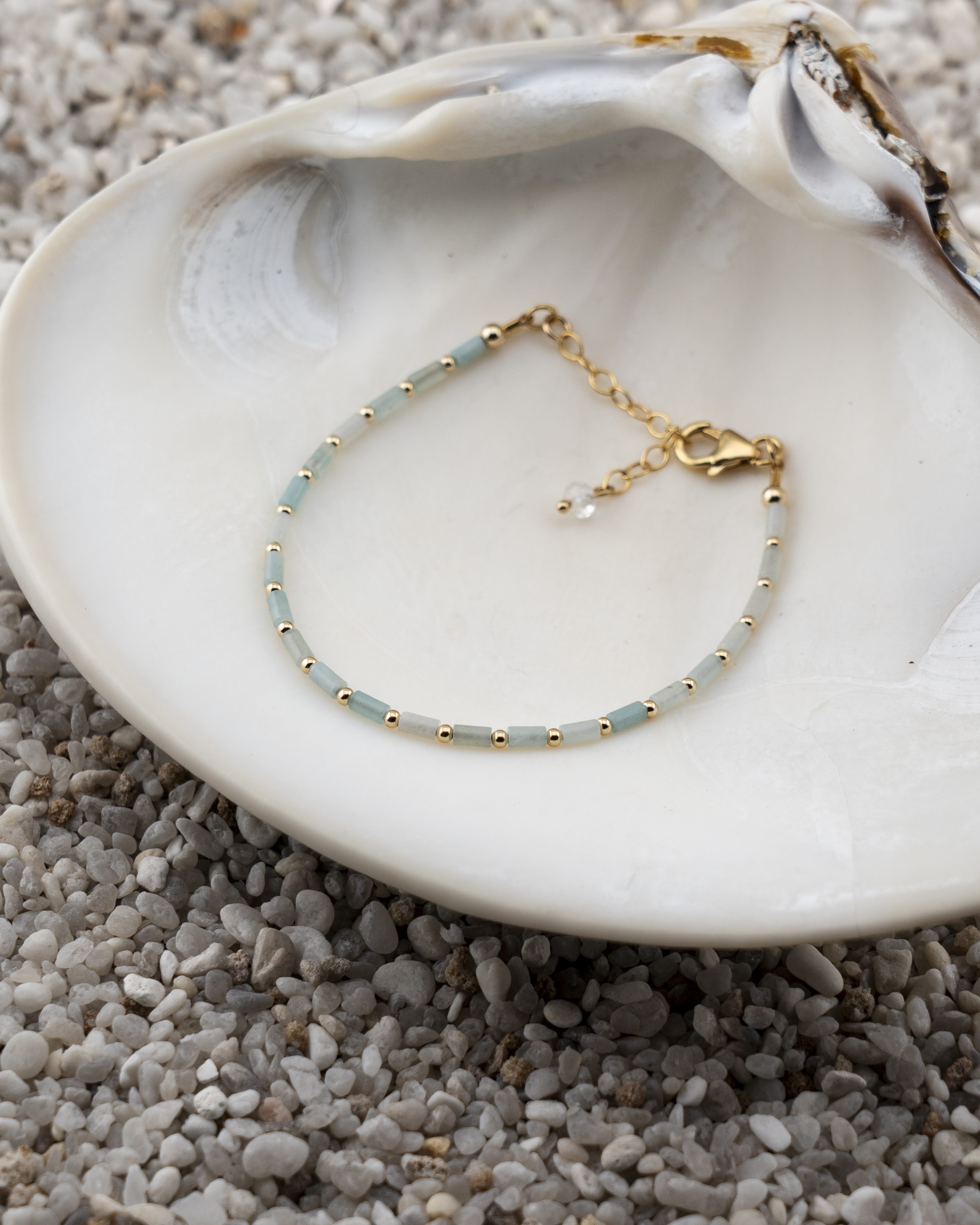 Amazonite Tube Luxe Bracelet Gold