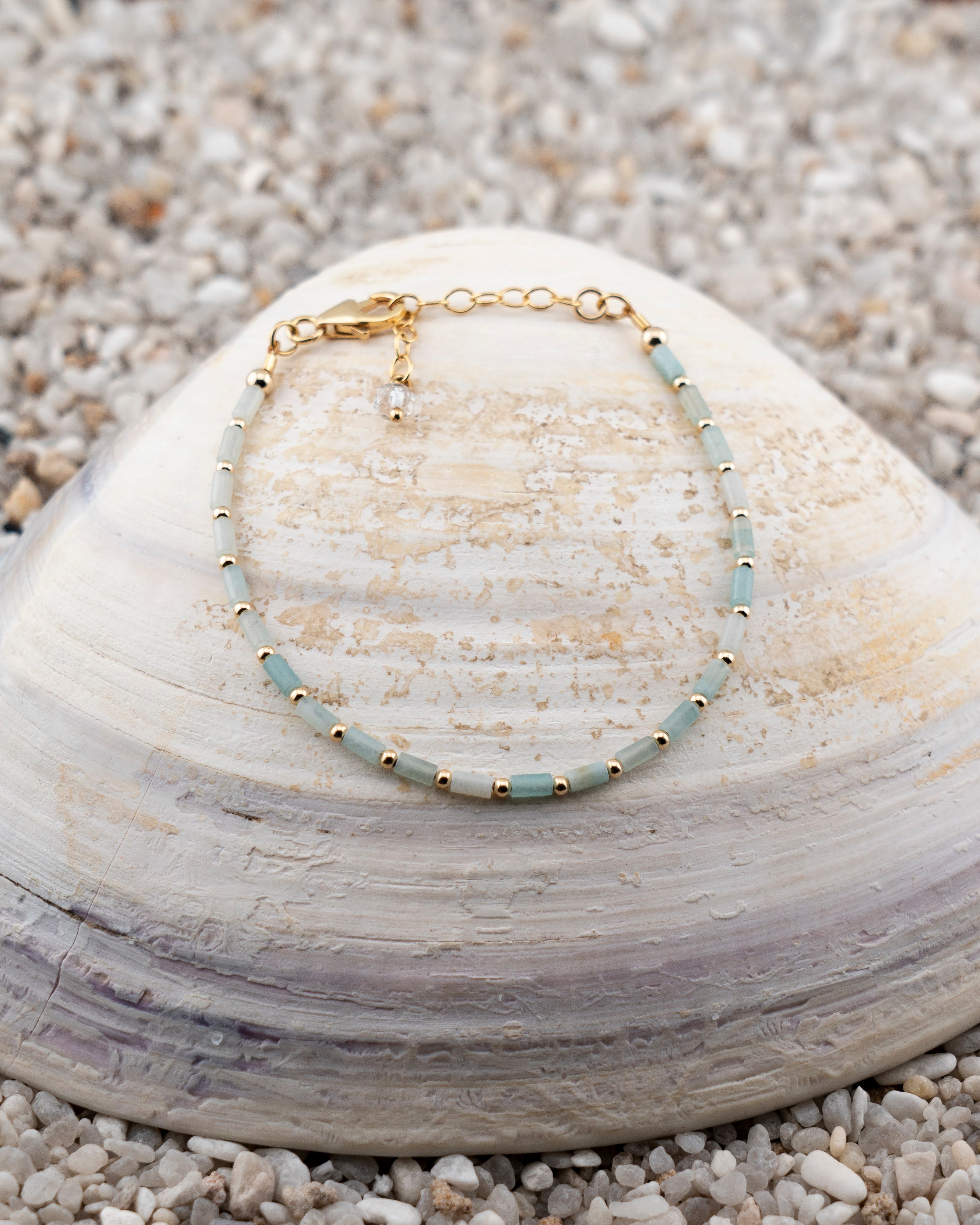 Amazonite Tube Luxe Bracelet Gold