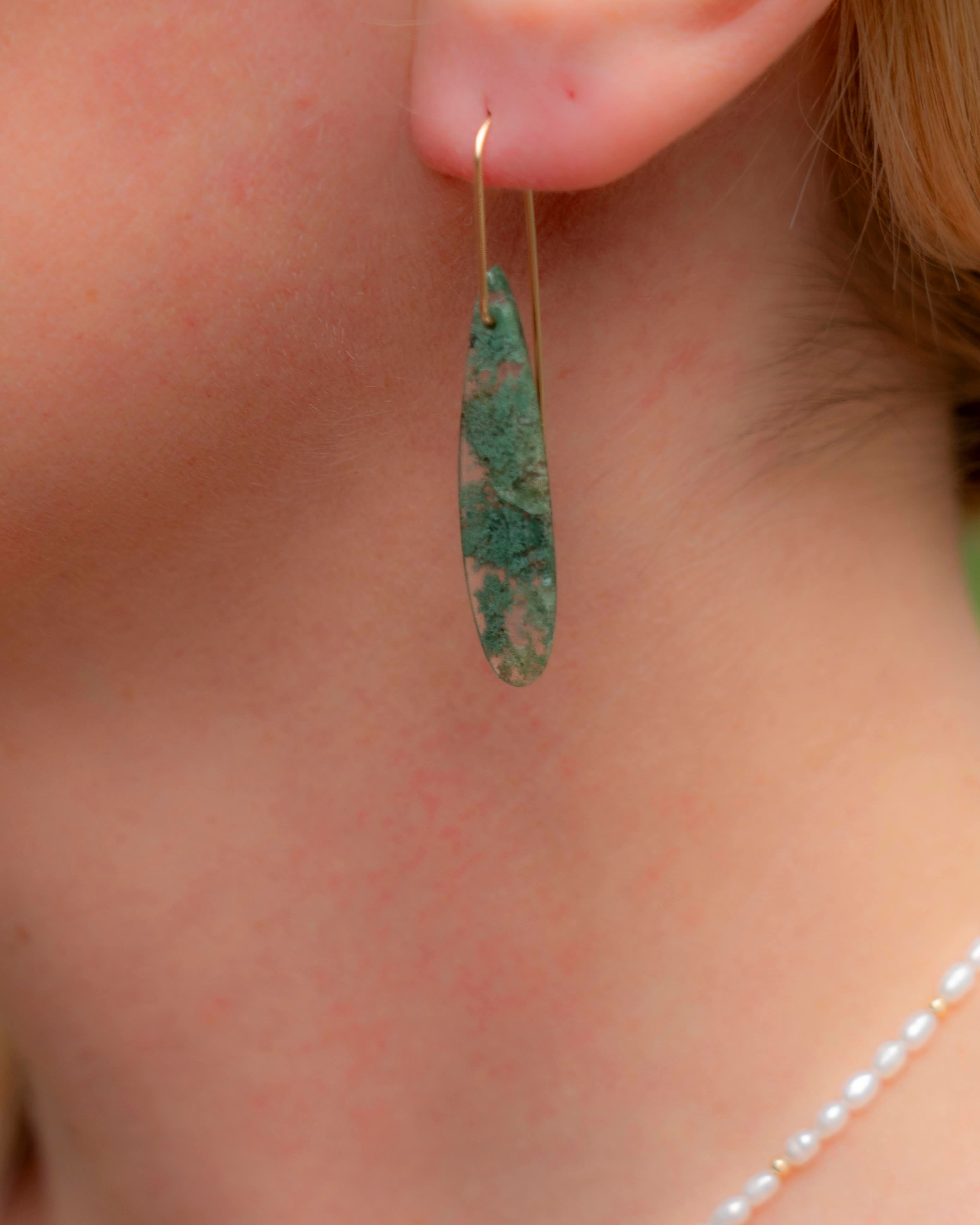 Moss Agate Dangles