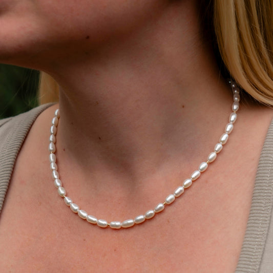 Freshwater Oval Pearl Necklace
