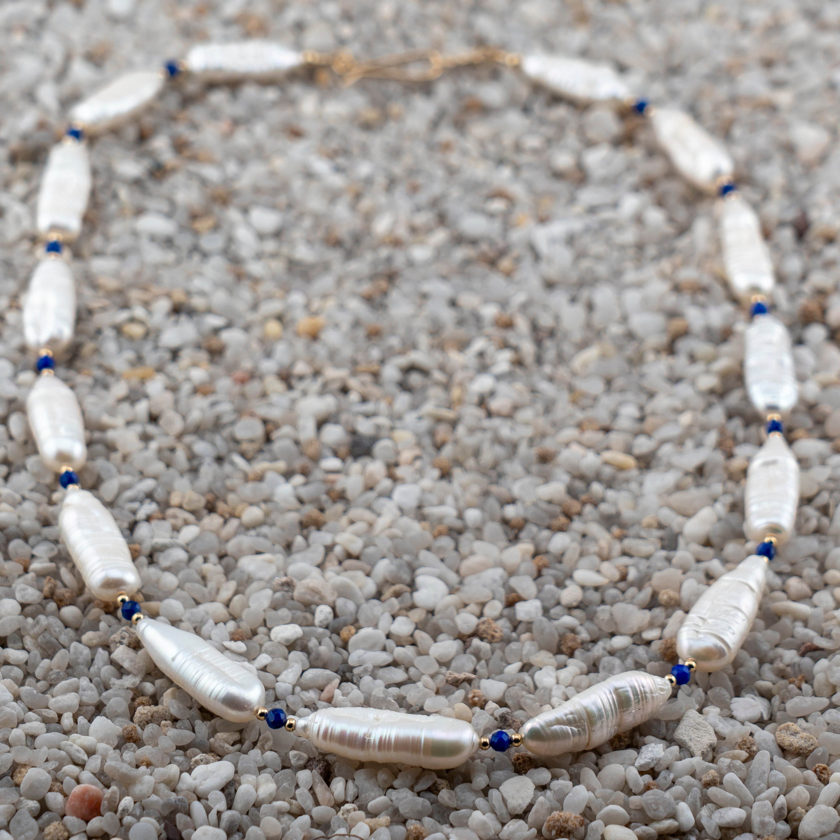 Baroque Freshwater Pearl & Lapis Necklace