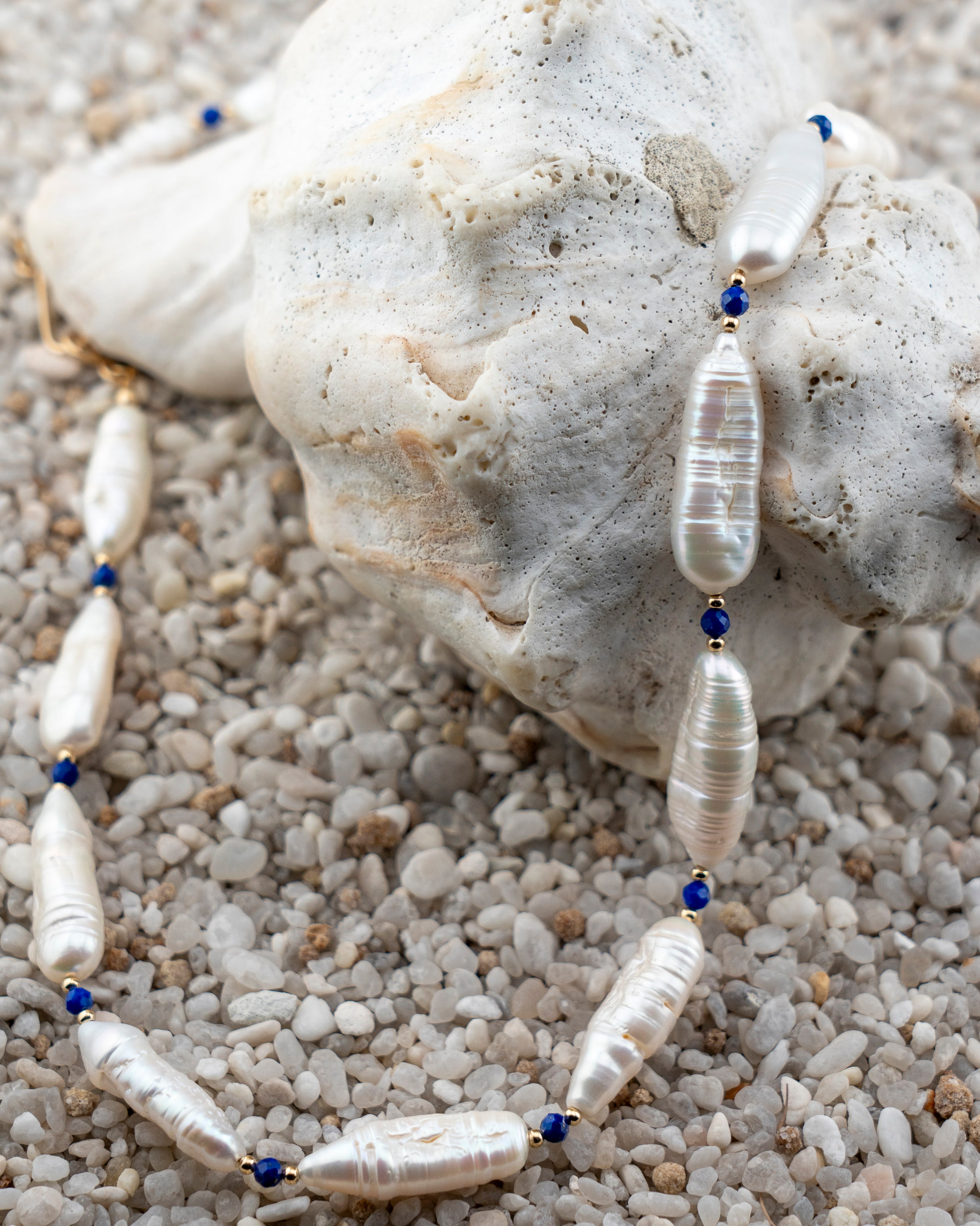 Baroque Freshwater Pearl & Lapis Necklace