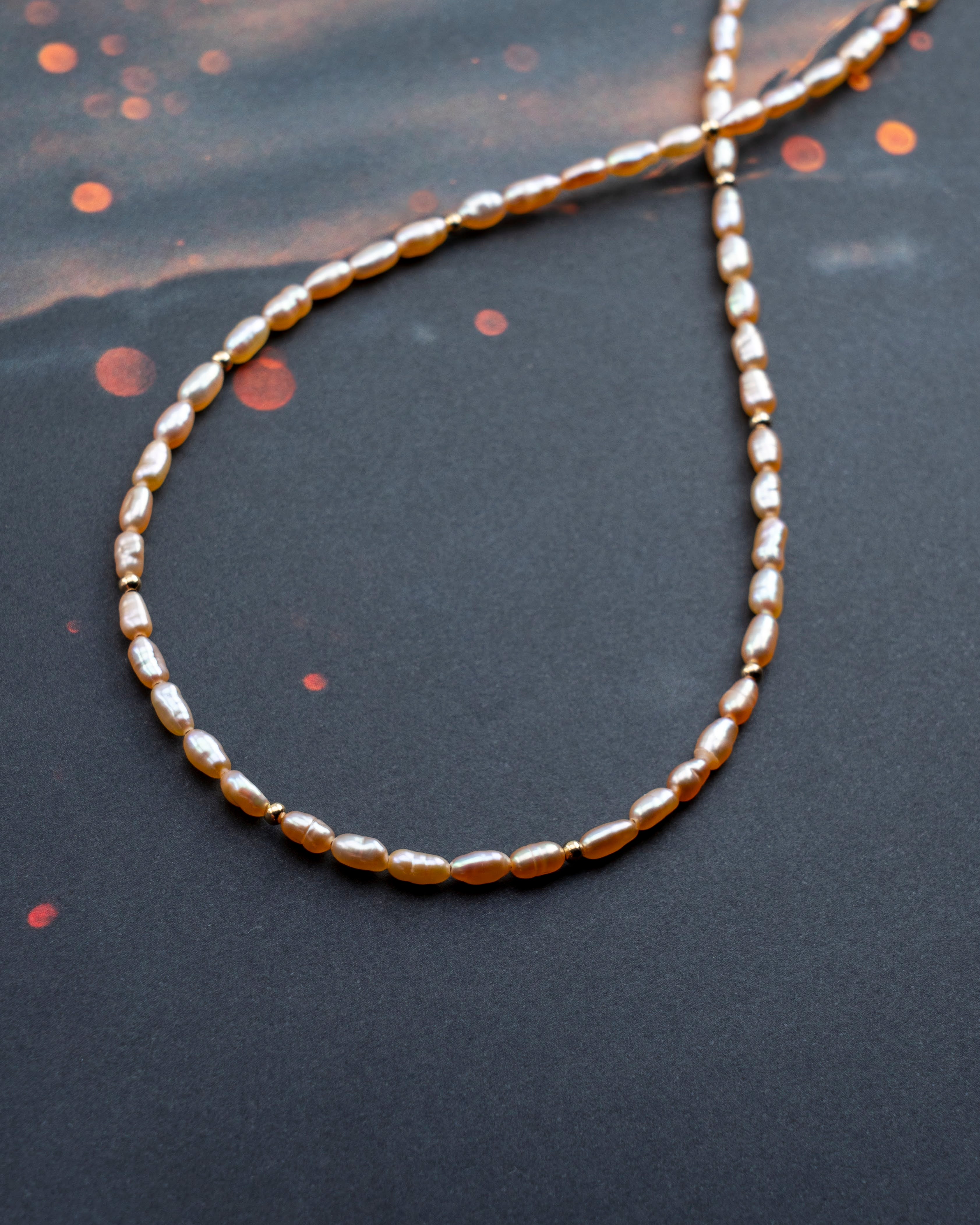 Sunkissed Mauve Freshwater Rice Pearl Necklace