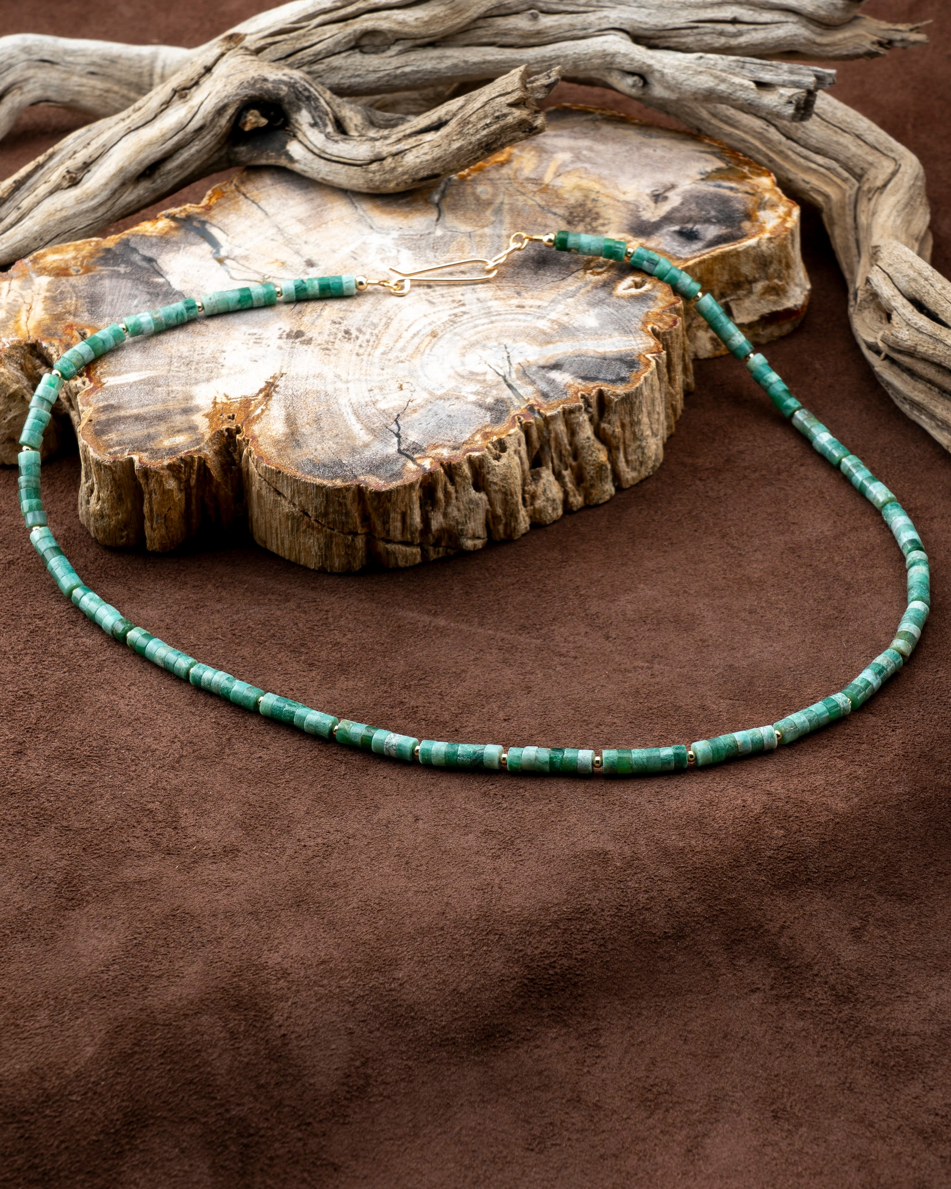 Ancient Forest Green Jasper Heishi Necklace