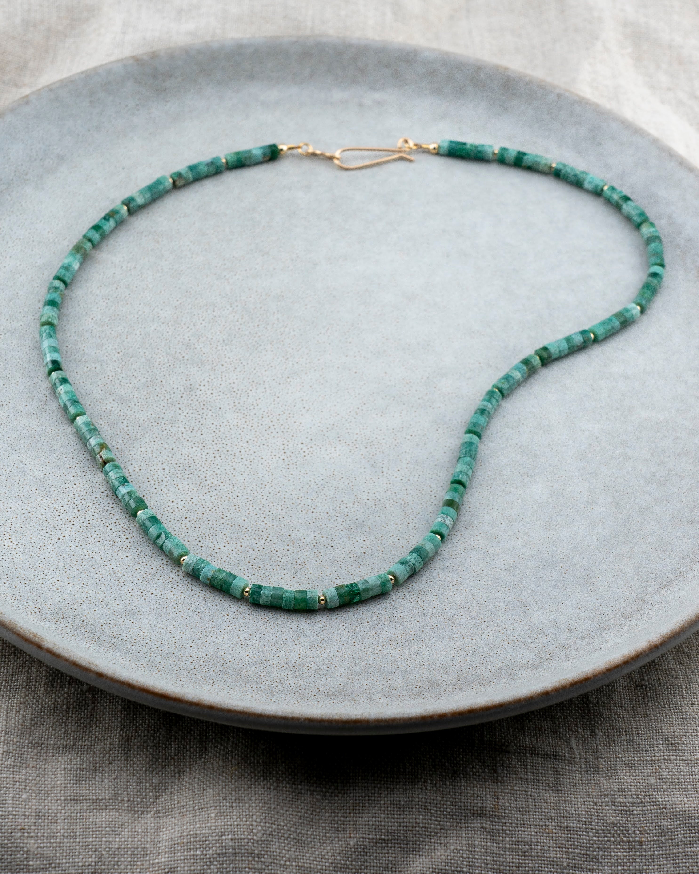 Ancient Forest Green Jasper Heishi Necklace