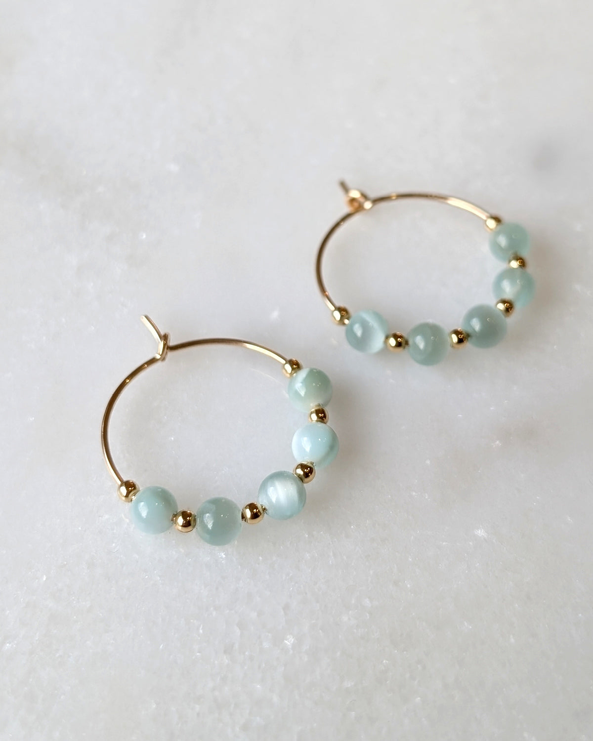 Green Moonstone Mini Hoops