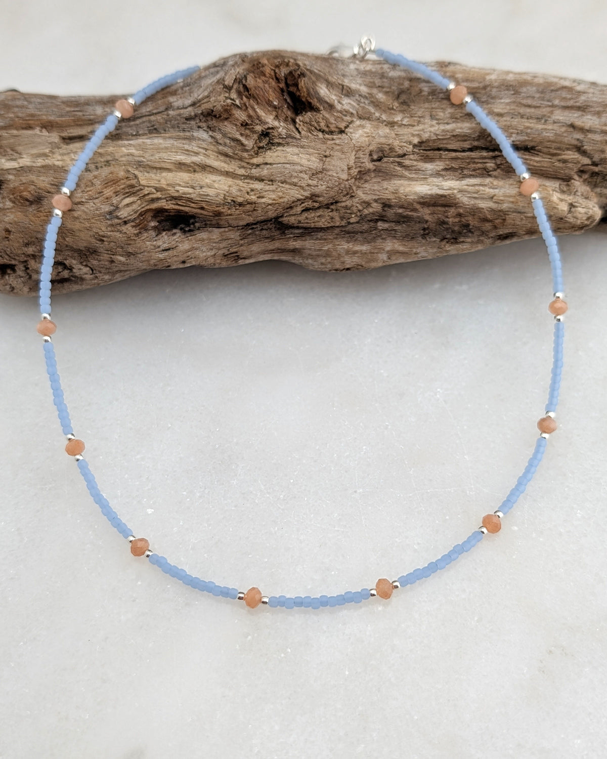 Peach Moonstone Sky Blue Necklace