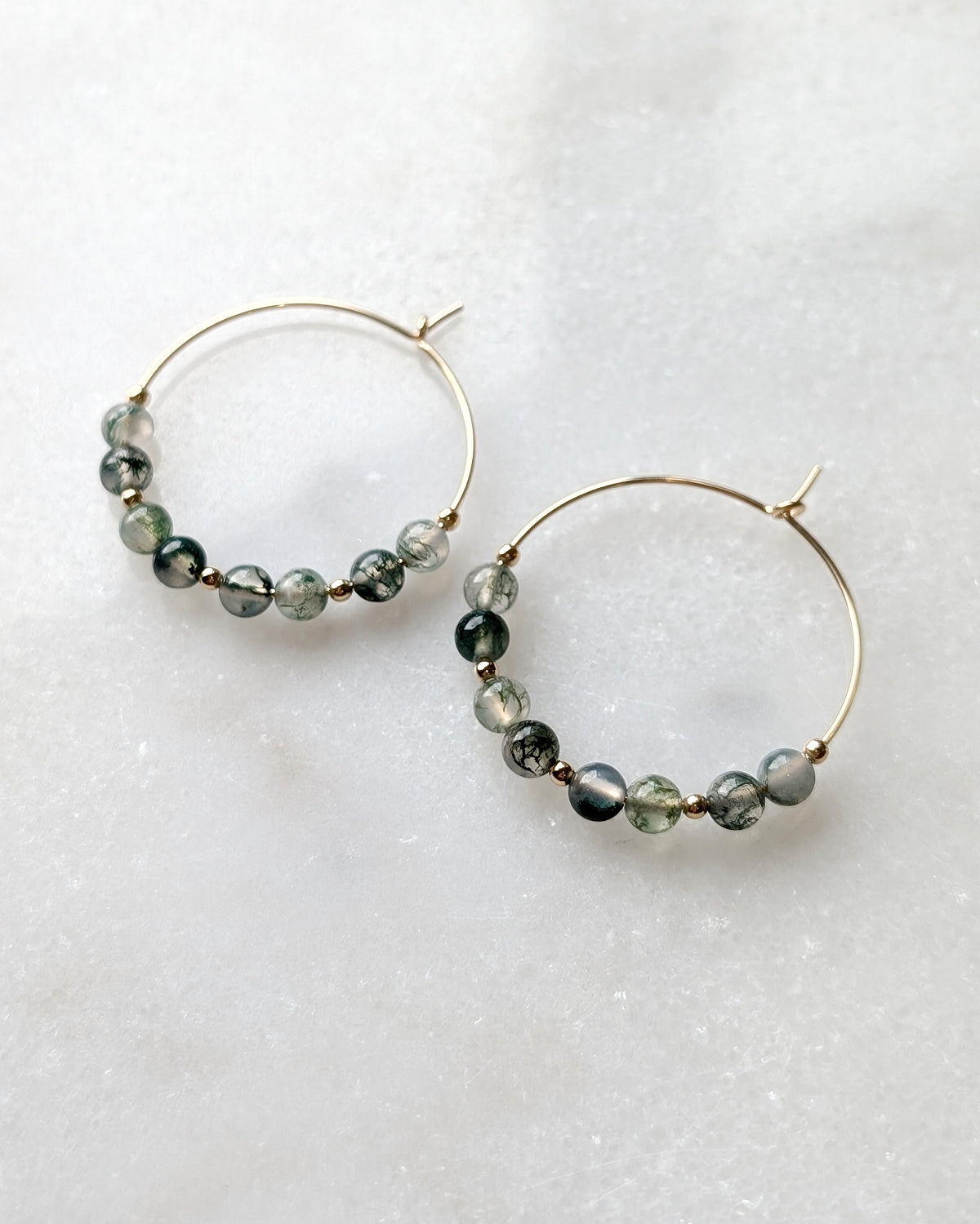 Moss Agate Earth Grounding Hoops