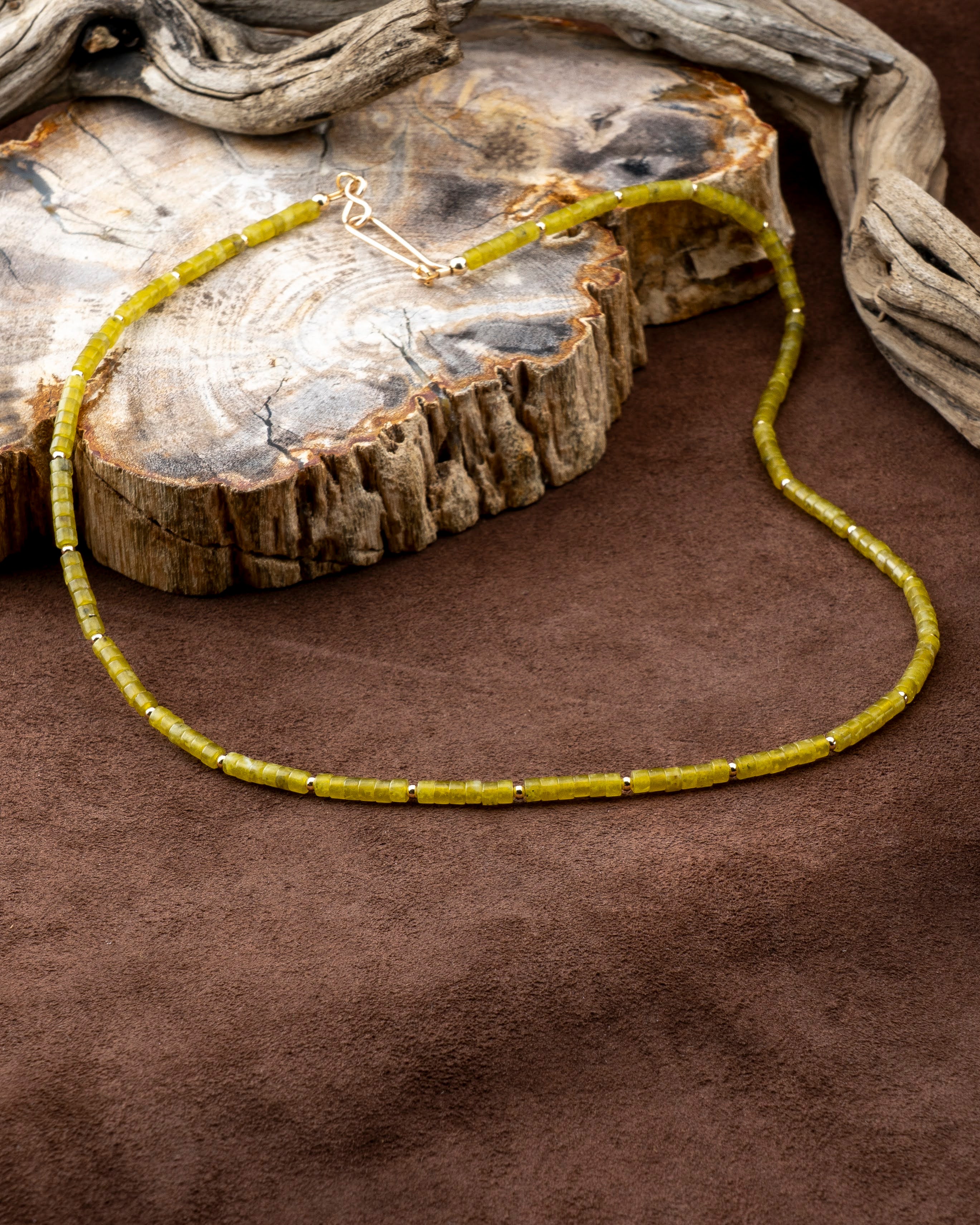 Moss Forest Olive Jade Necklace