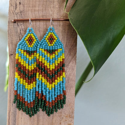 Bright Boho Beaded Fringe Festival Earrings