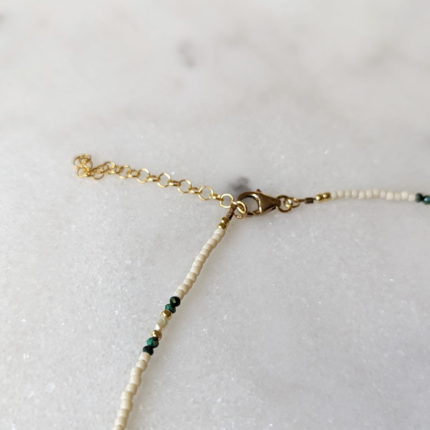 Freshwater Pearl and Malachite Accented Ivory and Gold Choker Necklace
