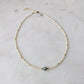Moss Agate Ivory Beaded Accented Choker Necklace