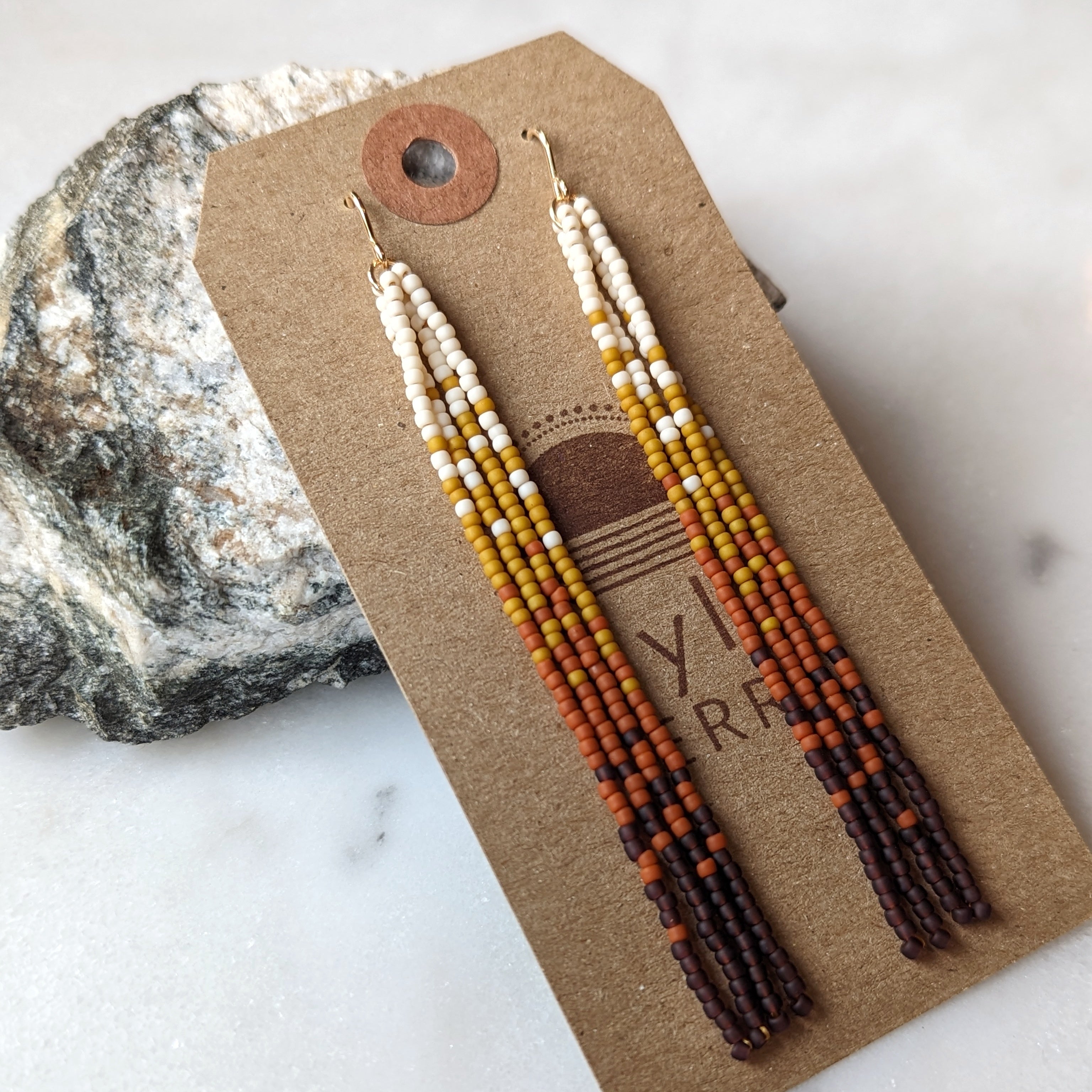 Changing Seasons Long Fringe Beaded Earrings