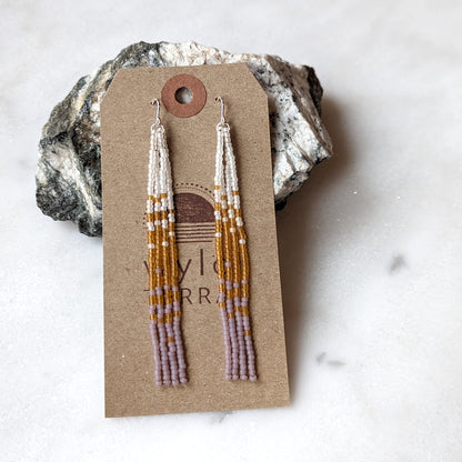 Translucent Glow Long Beaded Fringe Earrings