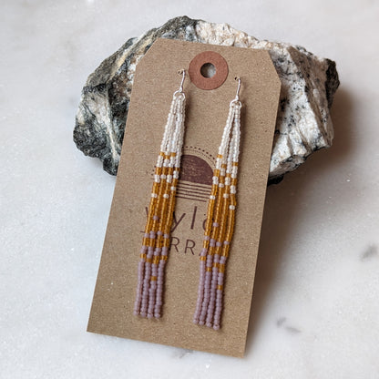 Translucent Glow Long Beaded Fringe Earrings