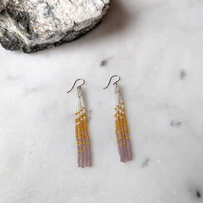 Translucent Glow Short Beaded Fringe Earrings