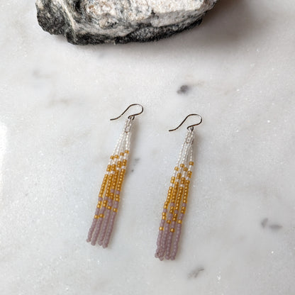 Translucent Glow Short Beaded Fringe Earrings