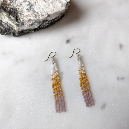 Translucent Glow Short Beaded Fringe Earrings