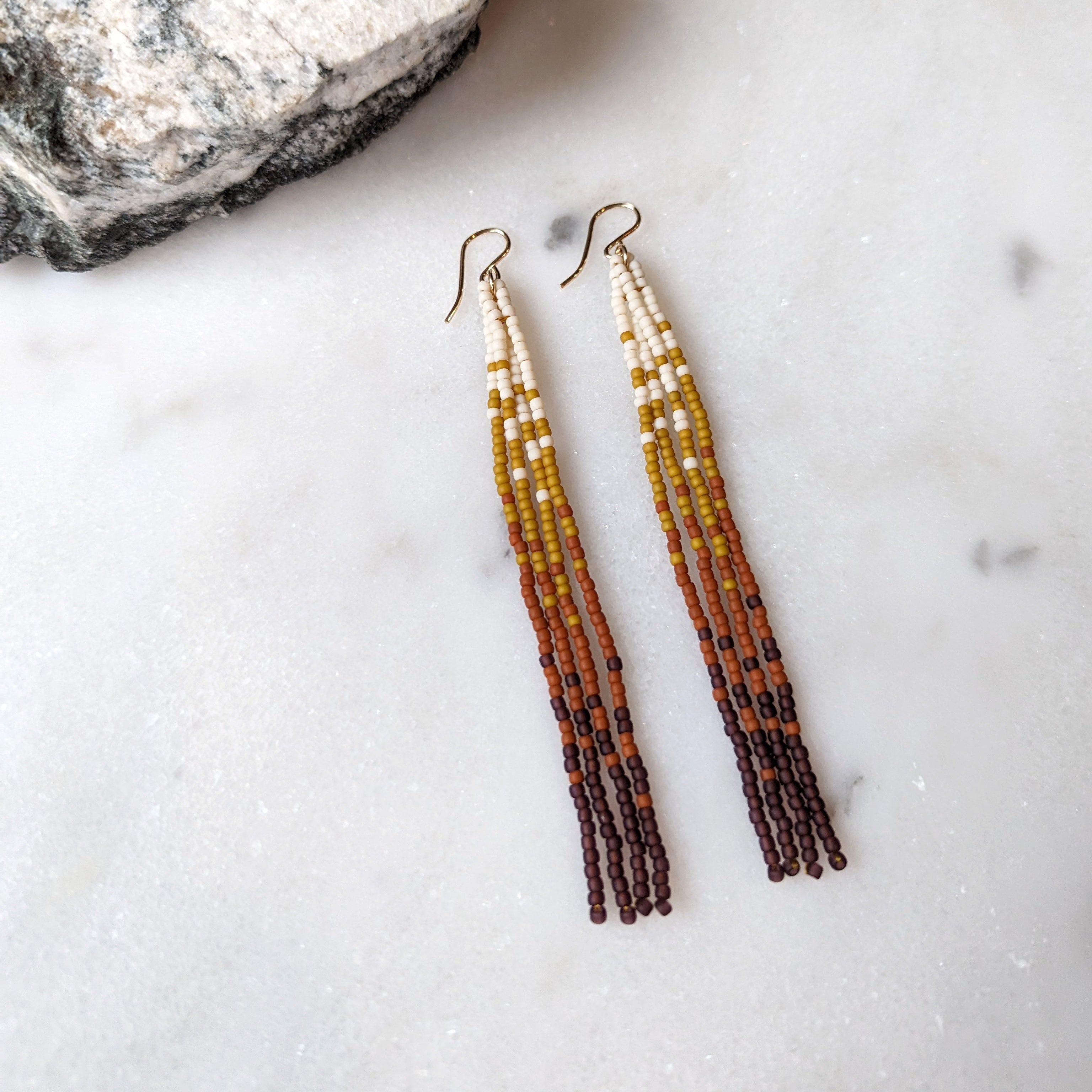 Changing Seasons Long Fringe Beaded Earrings