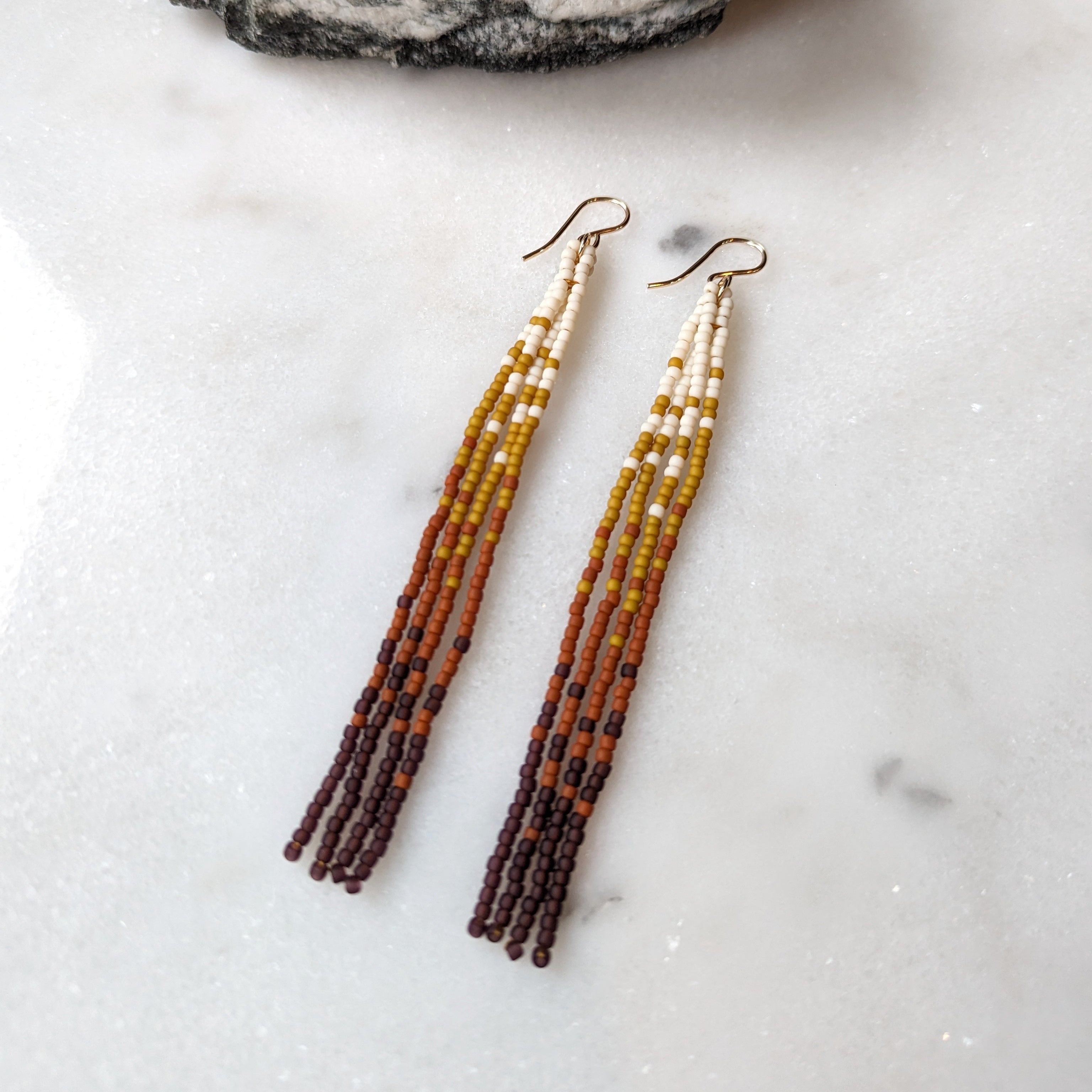 Changing Seasons Long Fringe Beaded Earrings