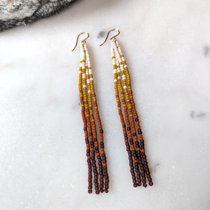 Changing Seasons Long Fringe Beaded Earrings