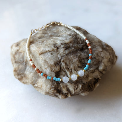 Southwest Wanderer Triple Moonstone Fade Bracelet