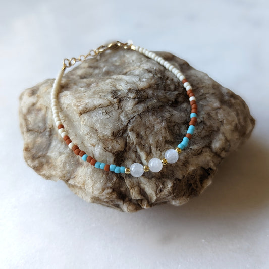 Southwest Wanderer Triple Moonstone Fade Bracelet