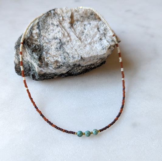 Autumn Changing Colors Triple African Turquoise Fade Necklace
