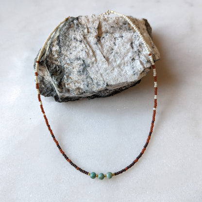 Autumn Changing Colors Triple African Turquoise Fade Necklace