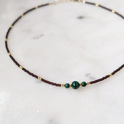 Malachite & Oxblood Triple Stone Necklace