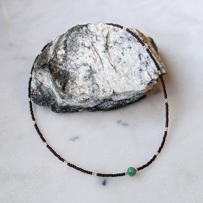 Variscite and Brown Sterling Silver Necklace